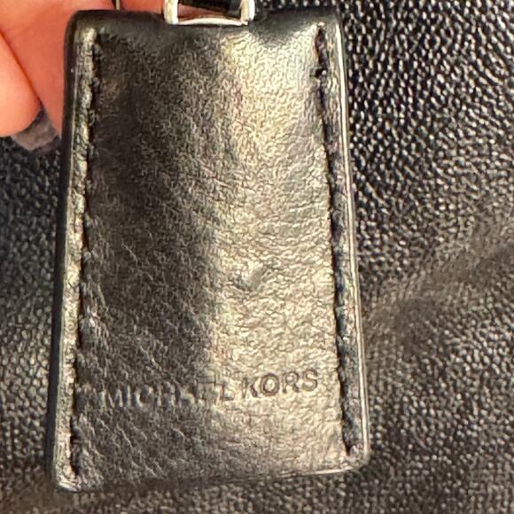 Michael Kors Hamilton Large Signature Monogram Logo Black Leather Satchel Tote - Picture 13 of 16